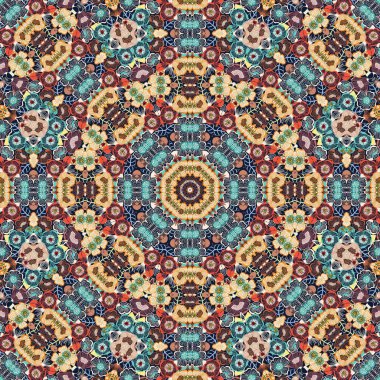 Soyut renkli altıgen kare geometrik seamless modeli simetrik kaleydoskop moda 