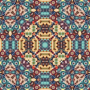 Soyut renkli altıgen kare geometrik seamless modeli simetrik kaleydoskop moda 