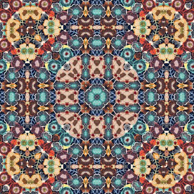 Soyut renkli altıgen kare geometrik seamless modeli simetrik kaleydoskop moda 