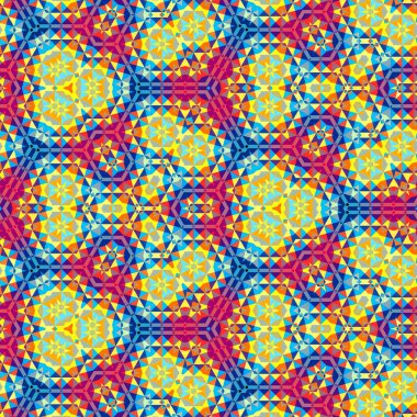 Soyut renkli altıgen kare geometrik seamless modeli simetrik kaleydoskop moda 