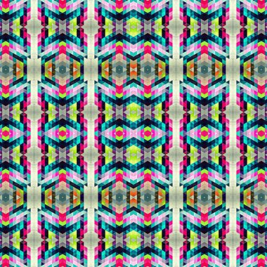 Soyut renkli altıgen kare geometrik seamless modeli simetrik kaleydoskop moda 