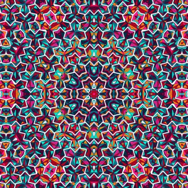 Soyut renkli altıgen kare geometrik seamless modeli simetrik kaleydoskop moda 