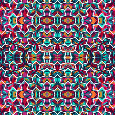 Soyut renkli altıgen kare geometrik seamless modeli simetrik kaleydoskop moda 