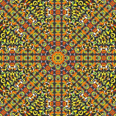 Soyut renkli altıgen kare geometrik seamless modeli simetrik kaleydoskop moda 