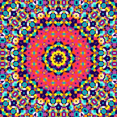 Soyut renkli altıgen kare geometrik seamless modeli simetrik kaleydoskop moda 