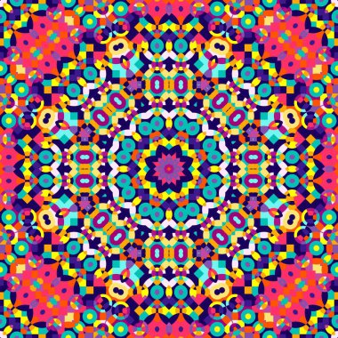 Soyut renkli altıgen kare geometrik seamless modeli simetrik kaleydoskop moda 