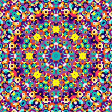 Soyut renkli altıgen kare geometrik seamless modeli simetrik kaleydoskop moda 