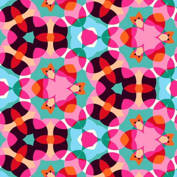Abstrakti värikäs kuusikulmio neliön geometrinen saumaton kuvio symmetrinen kaleidoskooppi muoti — kuvapankkivalokuva