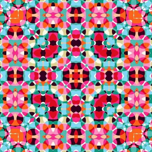 Abstrakte bunte Sechseck Quadrat geometrische nahtlose Muster symmetrische Kaleidoskop-Mode — Stockfoto