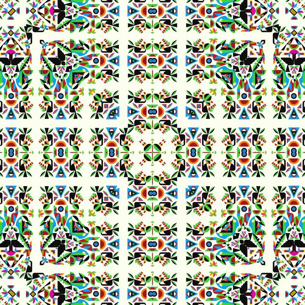 Abstrakte bunte Sechseck Quadrat geometrische nahtlose Muster symmetrische Kaleidoskop-Mode — Stockfoto