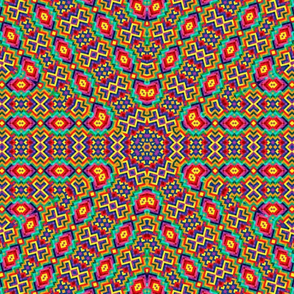 Abstraktní barevné šestiúhelníku čtvercové geometrický vzor bezešvé symetrický kaleidoskop móda — Stock fotografie