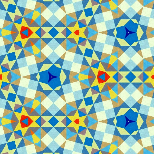 Abstrakte bunte Sechseck Quadrat geometrische nahtlose Muster symmetrische Kaleidoskop-Mode — Stockfoto