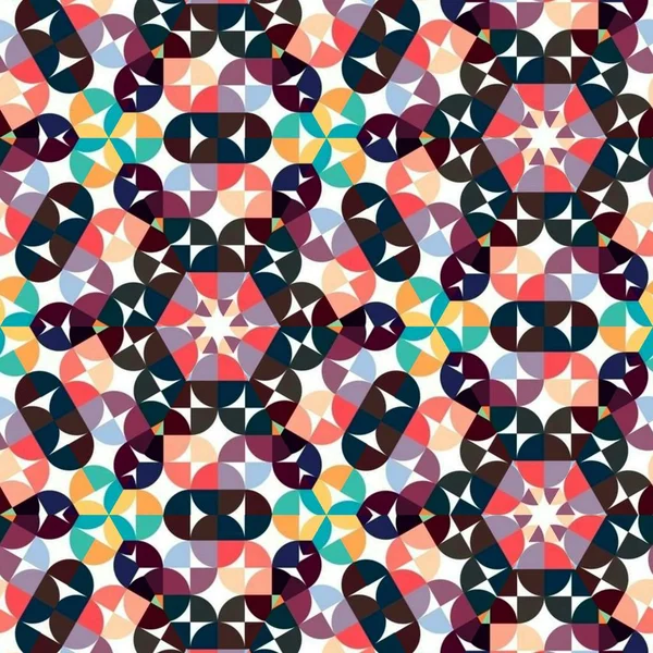 Abstrato colorido hexágono quadrado geométrico sem costura padrão simétrico caleidoscópio moda — Fotografia de Stock