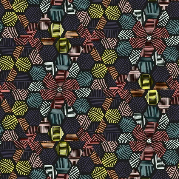 Abstracto hexágono colorido cuadrado geométrico sin costura patrón simétrico caleidoscopio moda — Foto de Stock