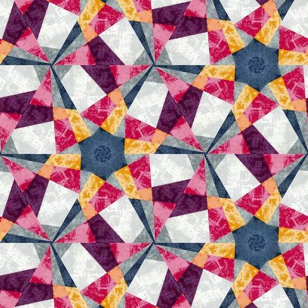 Abstract πολύχρωμο εξάγωνο τετραγωνικά απρόσκοπτη γεωμετρικό καλειδοσκόπιο συμμετρική μόδα — Φωτογραφία Αρχείου