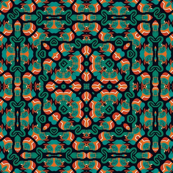 Abstraktní barevné šestiúhelníku čtvercové geometrický vzor bezešvé symetrický kaleidoskop móda — Stock fotografie