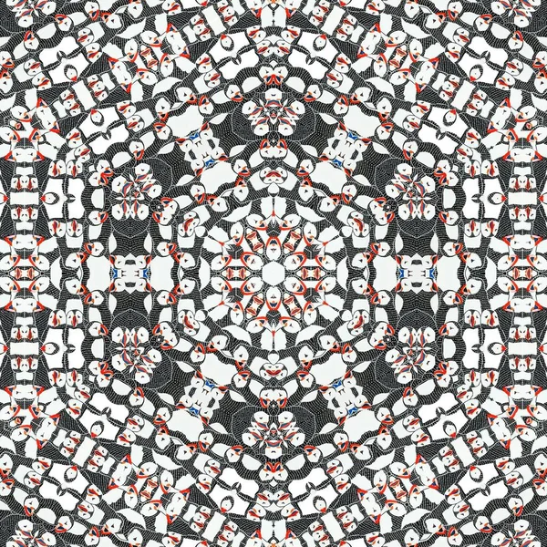 抽象五颜六色的六边形正方形几何无缝图案对称万花筒时尚 — 图库照片