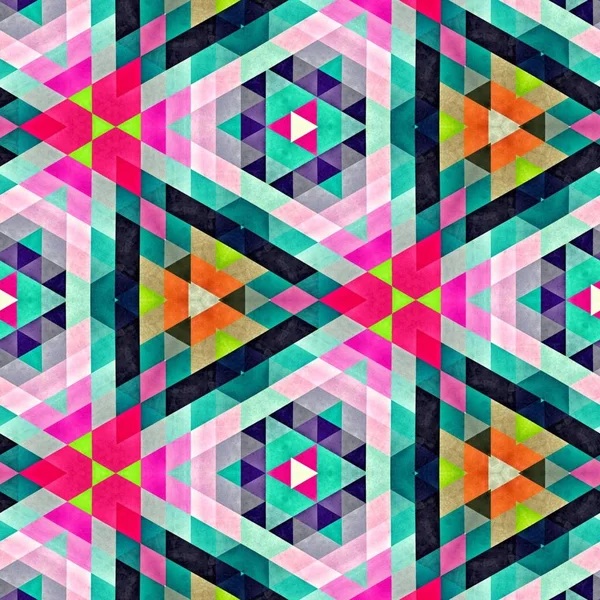 Abstrakte bunte Sechseck Quadrat geometrische nahtlose Muster symmetrische Kaleidoskop-Mode — Stockfoto