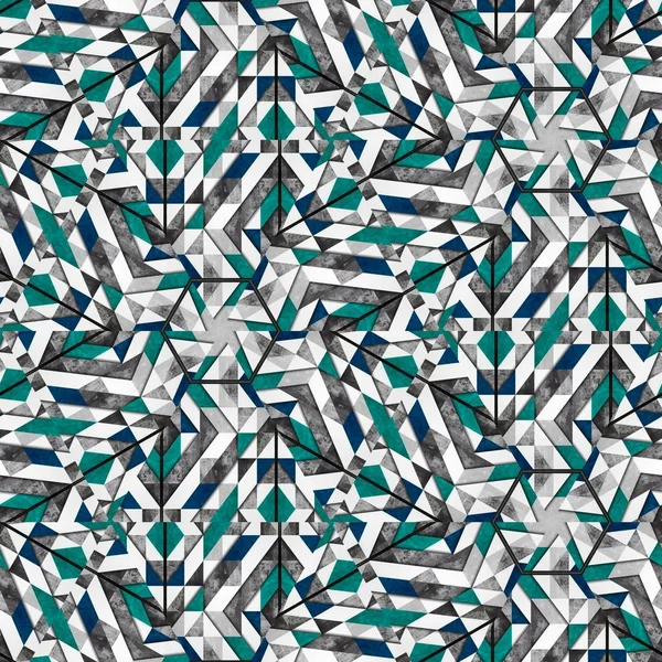 Abstract kleurrijk zeshoek vierkant geometrische naadloze patroon symmetrische Caleidoscoop mode — Stockfoto