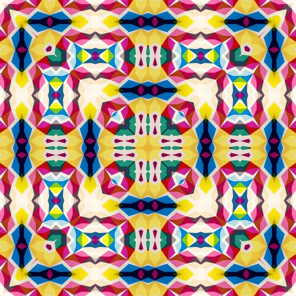 Abstraktní barevné šestiúhelníku čtvercové geometrický vzor bezešvé symetrický kaleidoskop móda — Stock fotografie