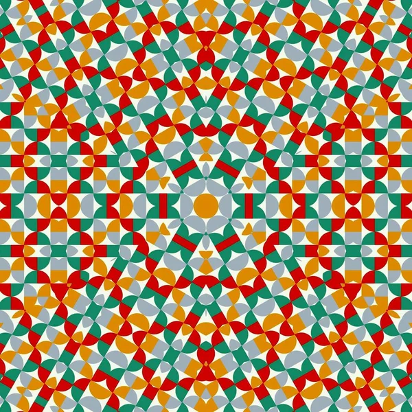 Abstrakt farverige sekskant firkantet geometrisk sømløse mønster symmetrisk kalejdoskop mode - Stock-foto