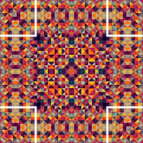 Abstraktní barevné šestiúhelníku čtvercové geometrický vzor bezešvé symetrický kaleidoskop móda — Stock fotografie