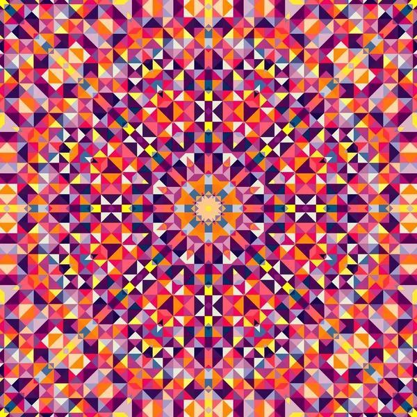 抽象的なカラフルな六角形正方形のシームレス パターンの幾何学的対称万華鏡ファッション — ストック写真