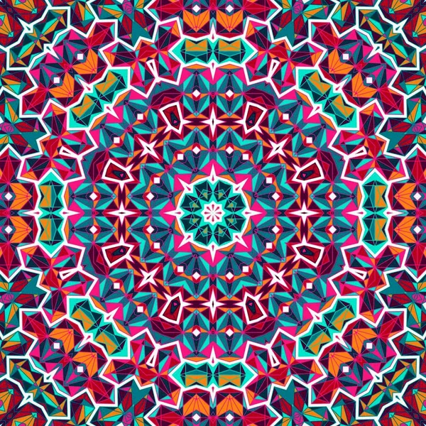 Abstrakta färgstarka hexagon fyrkantiga geometriska sömlösa mönster symmetriska Kalejdoskop mode — Stockfoto