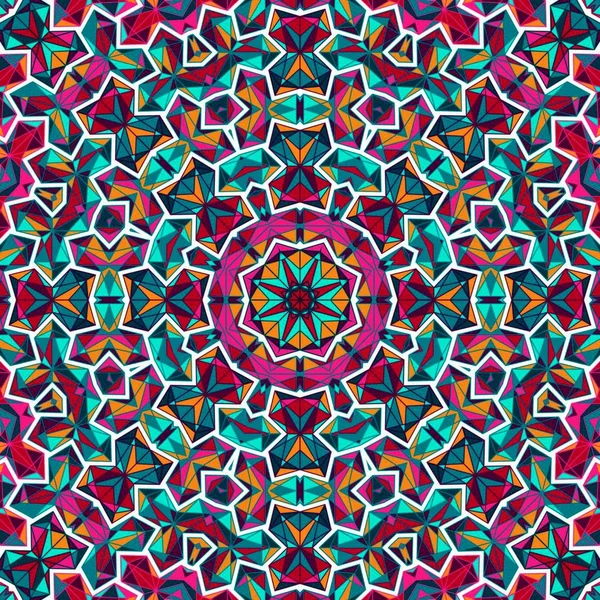 Abstract colorful hexagon square geometric seamless pattern symmetric kaleidoscope fashion — Stock Photo, Image