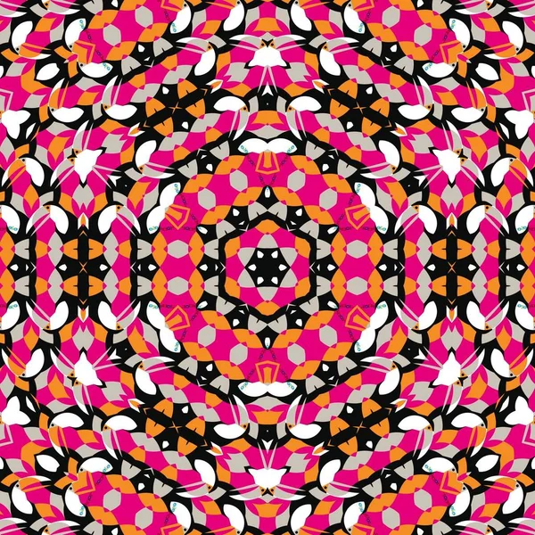 Abstraktní barevné šestiúhelníku čtvercové geometrický vzor bezešvé symetrický kaleidoskop móda — Stock fotografie