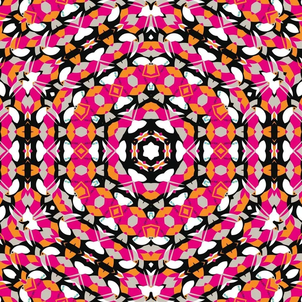 Abstraktní barevné šestiúhelníku čtvercové geometrický vzor bezešvé symetrický kaleidoskop móda — Stock fotografie