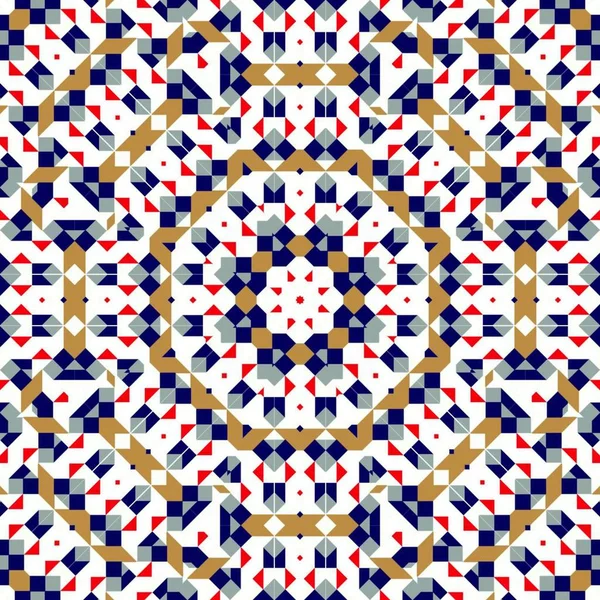 Abstract colorful hexagon square geometric seamless pattern symmetric kaleidoscope fashion — Stock Photo, Image