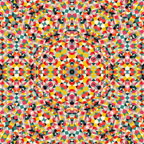 Abstraktní barevné šestiúhelníku čtvercové geometrický vzor bezešvé symetrický kaleidoskop móda — Stock fotografie