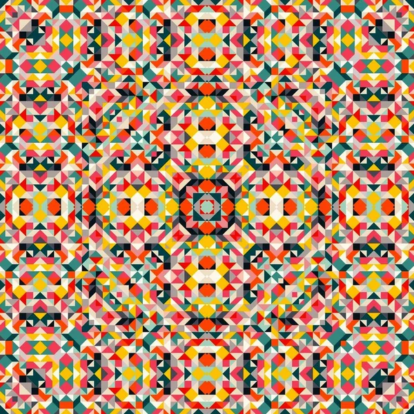 Abstraktní barevné šestiúhelníku čtvercové geometrický vzor bezešvé symetrický kaleidoskop móda — Stock fotografie