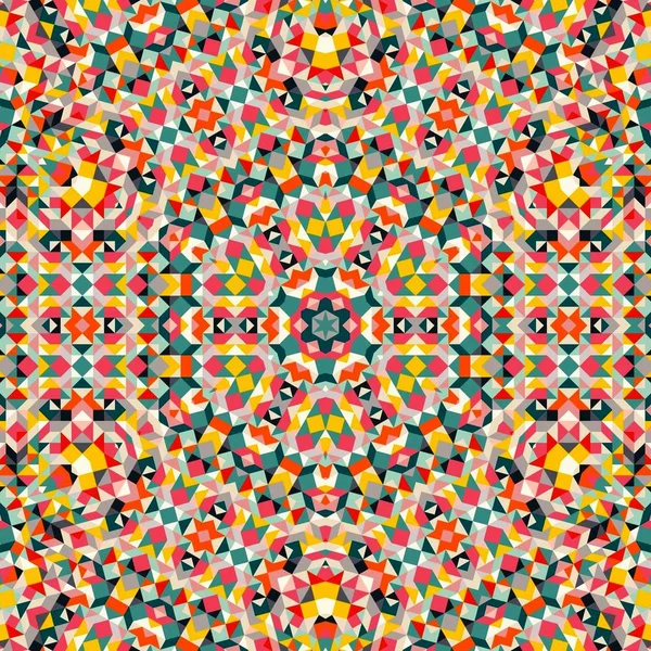 Abstrakte bunte Sechseck Quadrat geometrische nahtlose Muster symmetrische Kaleidoskop-Mode — Stockfoto