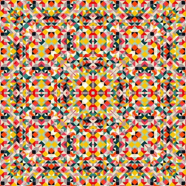 Abstract colorful hexagon square geometric seamless pattern symmetric kaleidoscope fashion — Stock Photo, Image