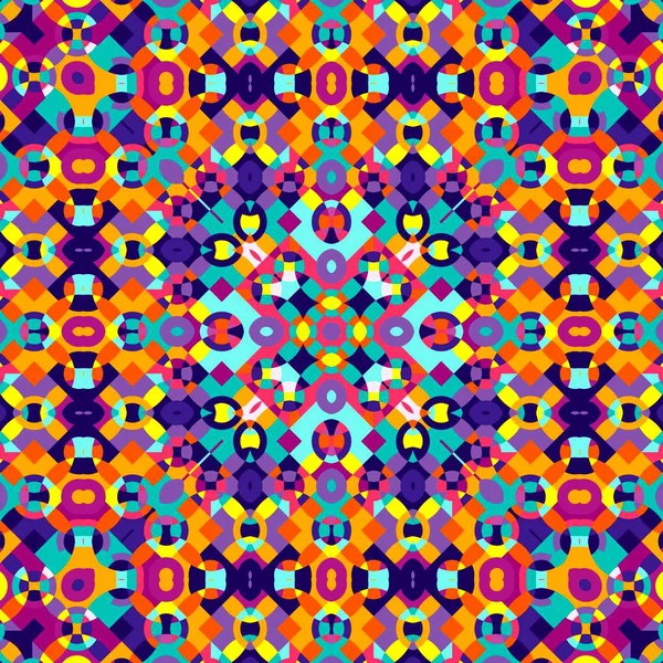 Abstrakte bunte Sechseck Quadrat geometrische nahtlose Muster symmetrische Kaleidoskop-Mode — Stockfoto