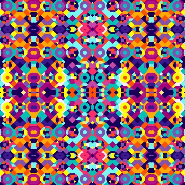 Abstrakte bunte Sechseck Quadrat geometrische nahtlose Muster symmetrische Kaleidoskop-Mode — Stockfoto