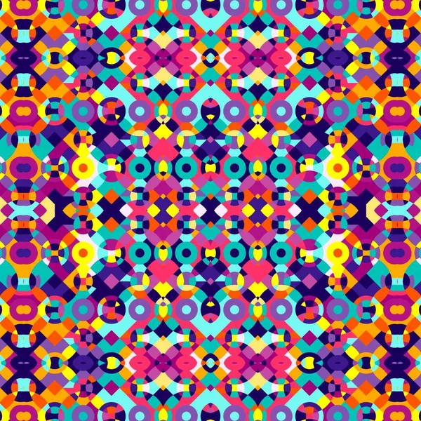 Abstrakte bunte Sechseck Quadrat geometrische nahtlose Muster symmetrische Kaleidoskop-Mode — Stockfoto