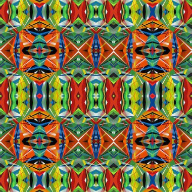 soyut renkli altıgen kare geometrik dikişsiz desen simetrik kaleydoskop moda, tasarım 