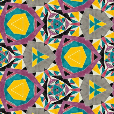soyut renkli altıgen kare geometrik dikişsiz desen simetrik kaleydoskop moda, tasarım 