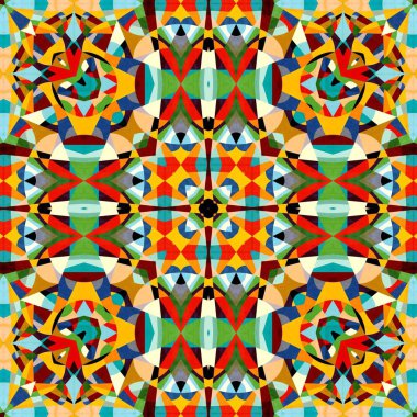 soyut renkli altıgen kare geometrik dikişsiz desen simetrik kaleydoskop moda, tasarım 