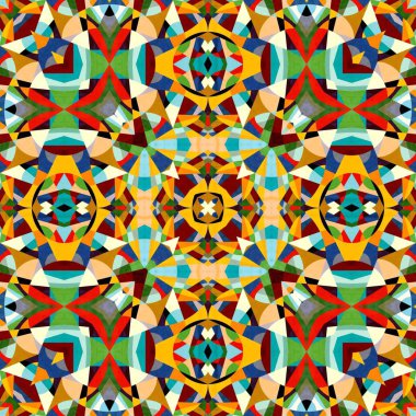 soyut renkli altıgen kare geometrik dikişsiz desen simetrik kaleydoskop moda, tasarım 