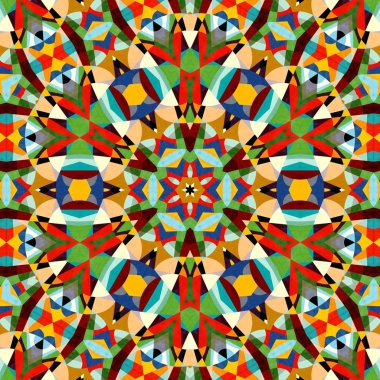 soyut renkli altıgen kare geometrik dikişsiz desen simetrik kaleydoskop moda, tasarım 