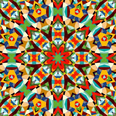 soyut renkli altıgen kare geometrik dikişsiz desen simetrik kaleydoskop moda, tasarım 