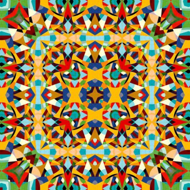 Soyut renkli altıgen kare geometrik seamless modeli simetrik kaleydoskop moda 
