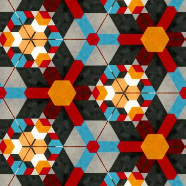 soyut renkli altıgen kare geometrik dikişsiz desen simetrik kaleydoskop moda, tasarım 