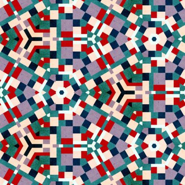 soyut renkli altıgen kare geometrik dikişsiz desen simetrik kaleydoskop moda, tasarım 