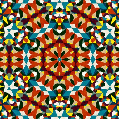 soyut renkli altıgen kare geometrik dikişsiz desen simetrik kaleydoskop moda, tasarım 