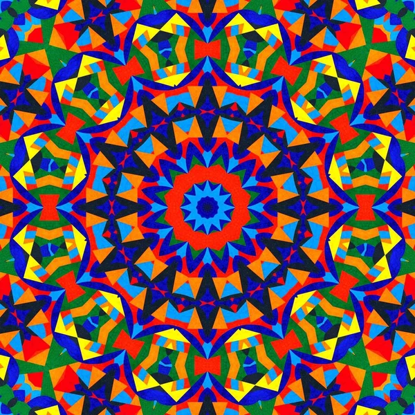 Abstracto Colorido Hexágono Cuadrado Geométrico Inconsútil Patrón Simétrico Caleidoscopio Moda —  Fotos de Stock